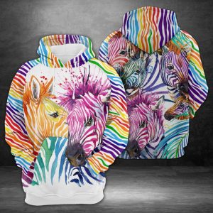 Rainbow Zebra 3D Printed Hoodie/Zipper Hoodie