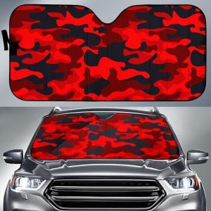 Red And Black Camouflage Car Auto Sun Shade
