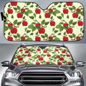 Red Apples Leaves Pattern Car Auto Sun Shade