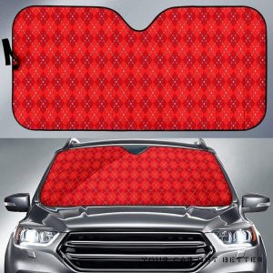 Red Argyle Car Auto Sun Shade