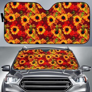 Red Autumn Sunflower Car Auto Sun Shade