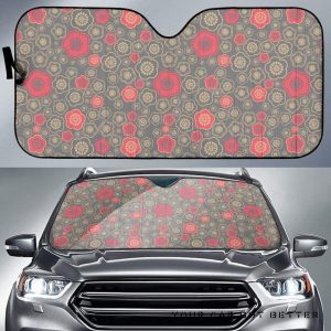 Red Gold Sakura Cherry Blossom Gray Car Auto Sun Shade