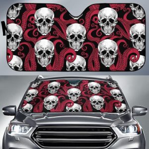 Red Octopus Skull Car Auto Sun Shade