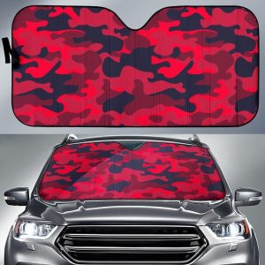 Red Pink And Black Camouflage Car Auto Sun Shade