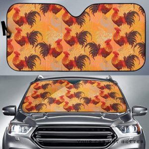 Red Rooster Chicken Cock Pattern Car Auto Sun Shade