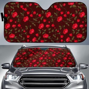 Red Rose Floral Flower Car Auto Sun Shade