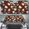 Red Rose Skull Car Auto Sun Shade