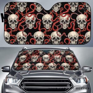 Red Snake Skull Pattern Car Auto Sun Shade