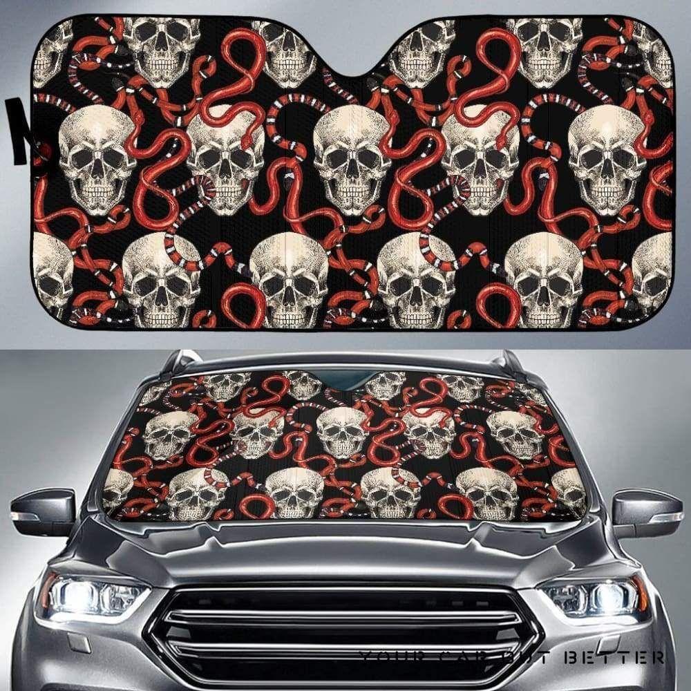 Red Snake Skull Pattern Car Auto Sun Shade Red Snake Skull Pattern Car Auto Sun Shade
