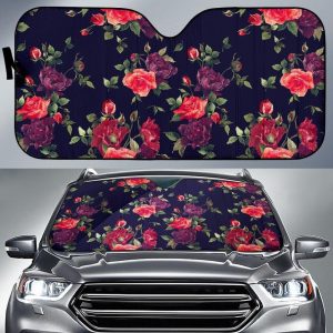 Red Violet Roses Floral Car Auto Sun Shade