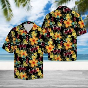 Red Wine Colorful Hawaiian Shirt Summer Button Up