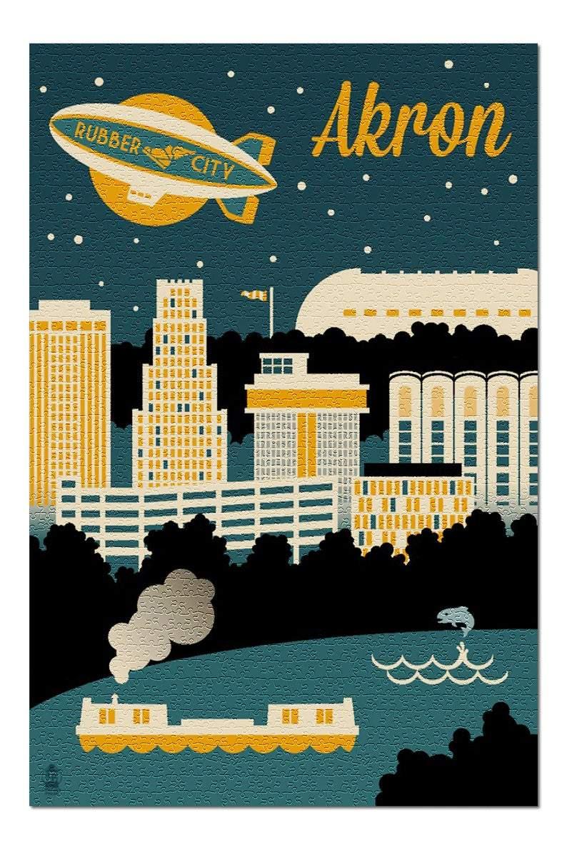 Retro Akron Jigsaw Puzzle Set Retro Akron Jigsaw Puzzle Set