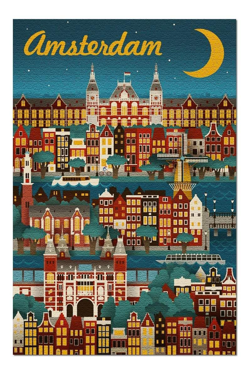 Retro Amsterdam Jigsaw Puzzle Set Retro Amsterdam Jigsaw Puzzle Set