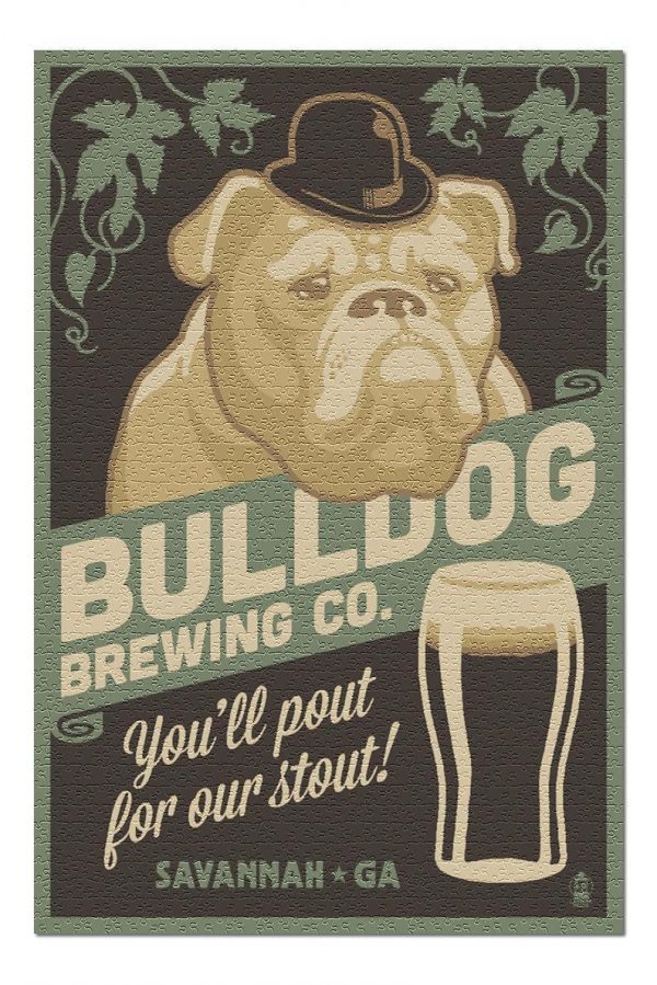 Retro Bulldog, Beer Jigsaw Puzzle Set