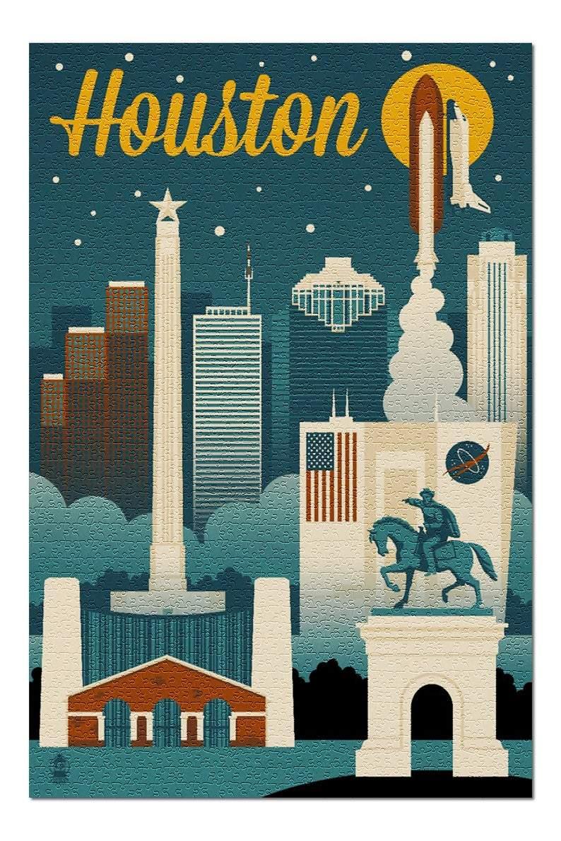 Retro Houston Jigsaw Puzzle Set Retro Houston Jigsaw Puzzle Set