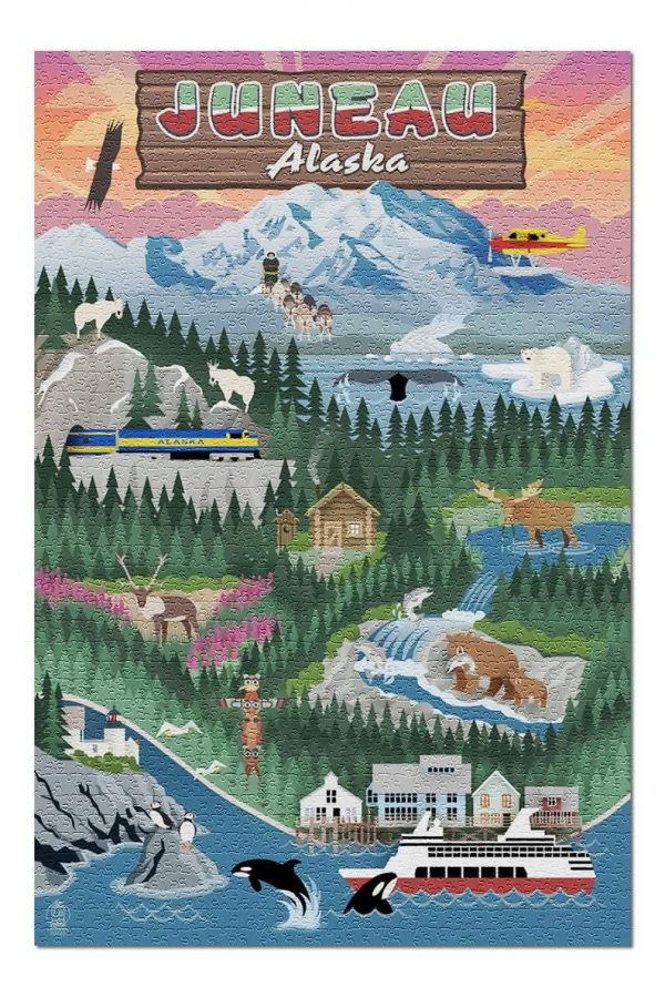 Retro Juneau, Alaska Jigsaw Puzzle Set