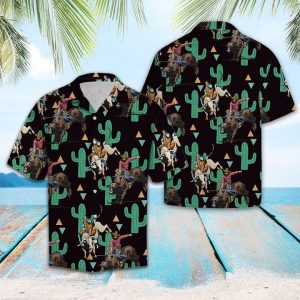 Rodeo Cactus Pattern Hawaiian Shirt Summer Button Up
