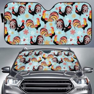 Rooster Chicken Cock Snowfalke Car Auto Sun Shade