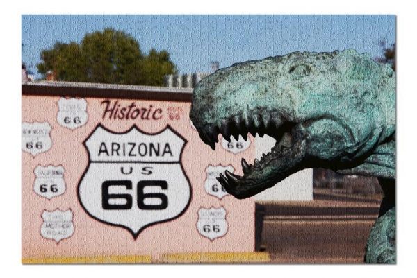 Route 66 And Dinosaur Statue Jigsaw Puzzle Set
