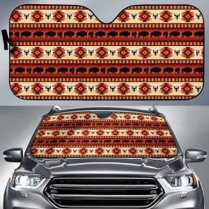 Running Bisons Native American Car Auto Sun Shade