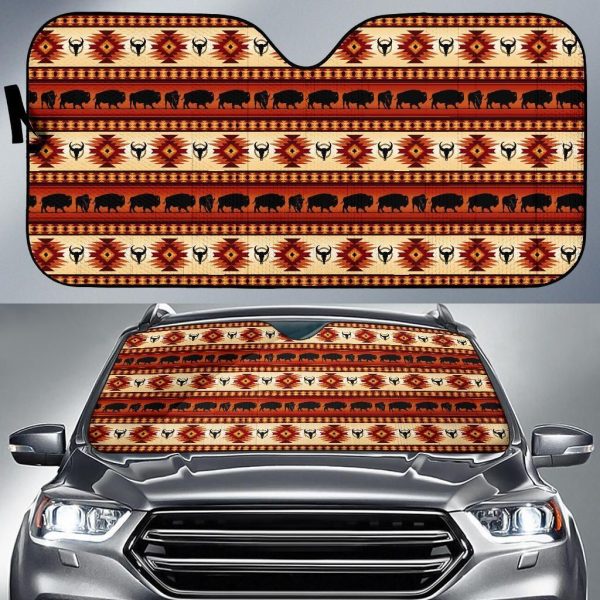 Running Bisons Native American Design Car Auto Sun Shade