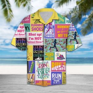 Running Girl Runner Hawaiian Shirt Summer Button Up