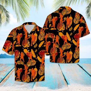Running Orange Flower Pattern Hawaiian Shirt Summer Button Up