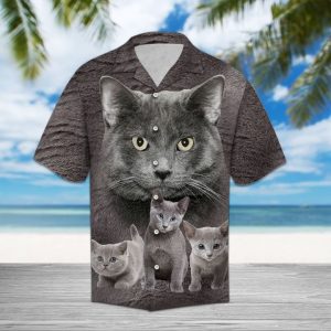 Russian Blue Great Hawaiian Shirt Summer Button Up