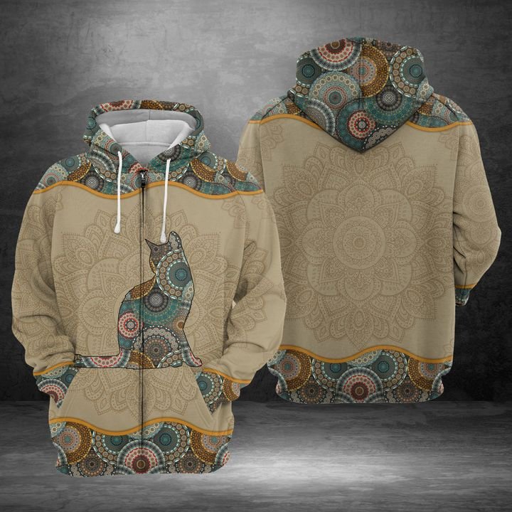Russian Blue Mandala 3D Printed Hoodie/Zipper Hoodie Russian Blue Mandala 3D Printed Hoodie/Zipper Hoodie