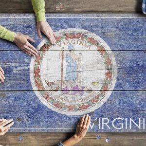 Rustic Virginia State Flag Jigsaw Puzzle Set