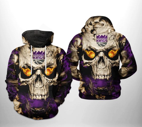 Sacramento Kings NBA Skull 3D Printed Hoodie/Zipper Hoodie