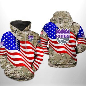 Sacramento Kings NBA US Flag Camo Veteran Team 3D Printed Hoodie/Zipper Hoodie