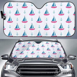 Sailboat Anchor Pattern Car Auto Sun Shade