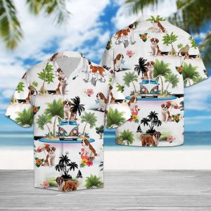Saint Bernard Vacation Hawaiian Shirt Summer Button Up