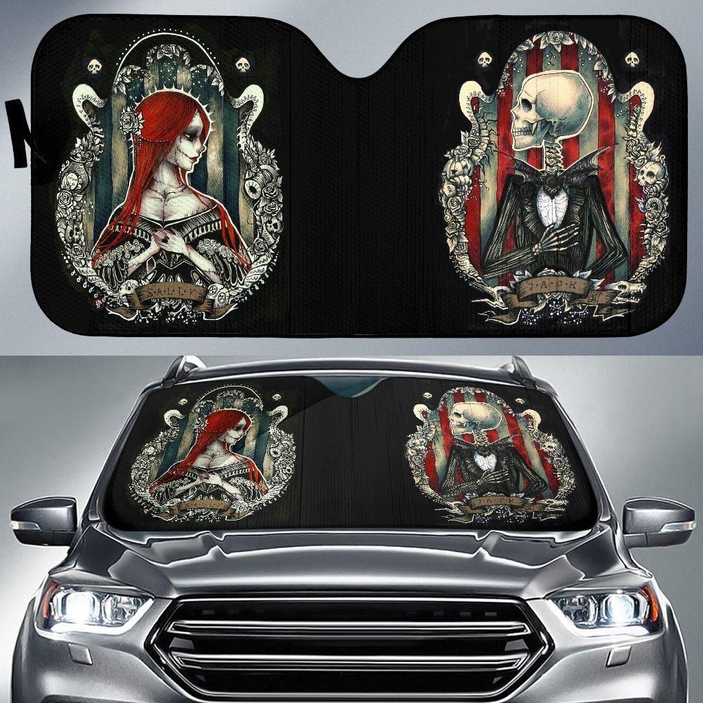 Sally and Jack Nightmare Before Christmas Car Auto Sun Shade Sally and Jack Nightmare Before Christmas Car Auto Sun Shade