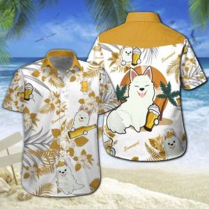 Samoyed Beer Hawaiian Shirt Summer Button Up