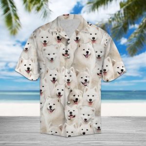 Samoyed Hawaiian Shirt Summer Button Up