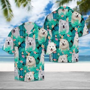 Samoyed Tropical Hawaiian Shirt Summer Button Up
