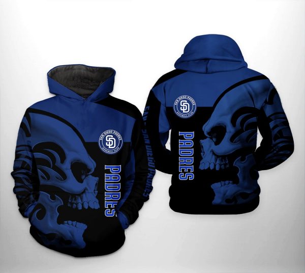 San Diego Padres MLB Skull 3D Printed Hoodie/Zipper Hoodie