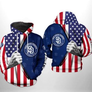 San Diego Padres MLB US Flag 3D Printed Hoodie/Zipper Hoodie