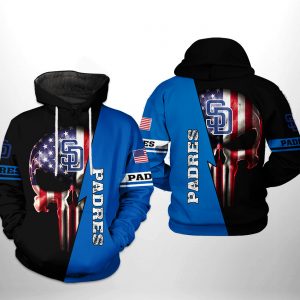 San Diego Padres MLB US Flag Skull 3D Printed Hoodie/Zipper Hoodie