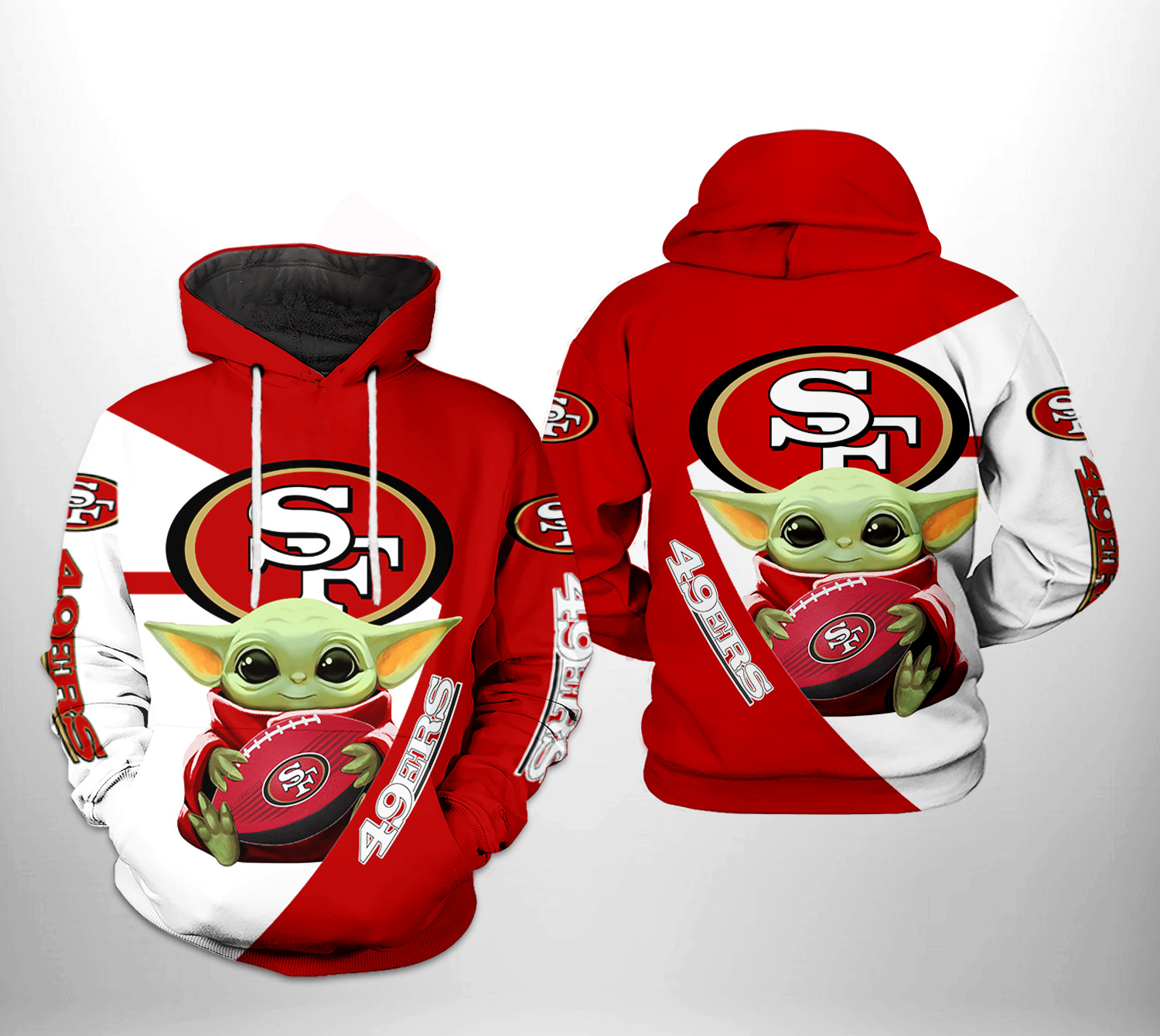 San Francisco 49ers NFL Baby Yoda Team 3D Printed Hoodie/Zipper Hoodie San Francisco 49ers NFL Baby Yoda Team 3D Printed Hoodie/Zipper Hoodie