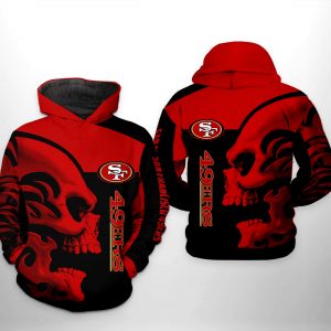 San Francisco 49ers NFL Skull 3D Printed Hoodie/Zipper Hoodie