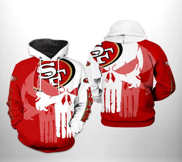 San Francisco 49ers NFL Team Skull 3D Printed Hoodie/Zipper Hoodie