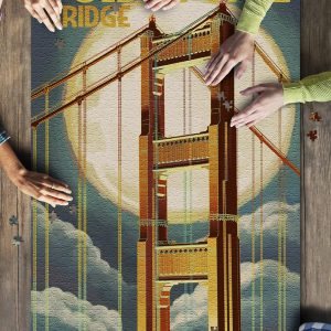San Francisco, California Golden Gate Bridge And Moon Jigsaw Puzzle Set