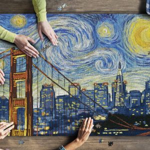 San Francisco, California Skyline Van Gogh Starry Night Jigsaw Puzzle Set