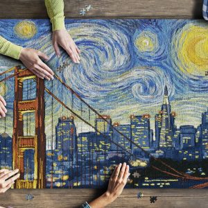 San Francisco, California Skyline Van Gogh Starry Night Jigsaw Puzzle Set