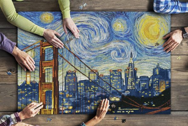 San Francisco, California Skyline Van Gogh Starry Night Jigsaw Puzzle Set