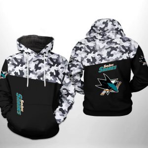 San Jose Sharks NHL Camo Veteran 3D Printed Hoodie/Zipper Hoodie