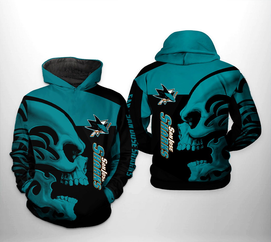 San Jose Sharks NHL Skull 3D Printed Hoodie/Zipper Hoodie San Jose Sharks NHL Skull 3D Printed Hoodie/Zipper Hoodie